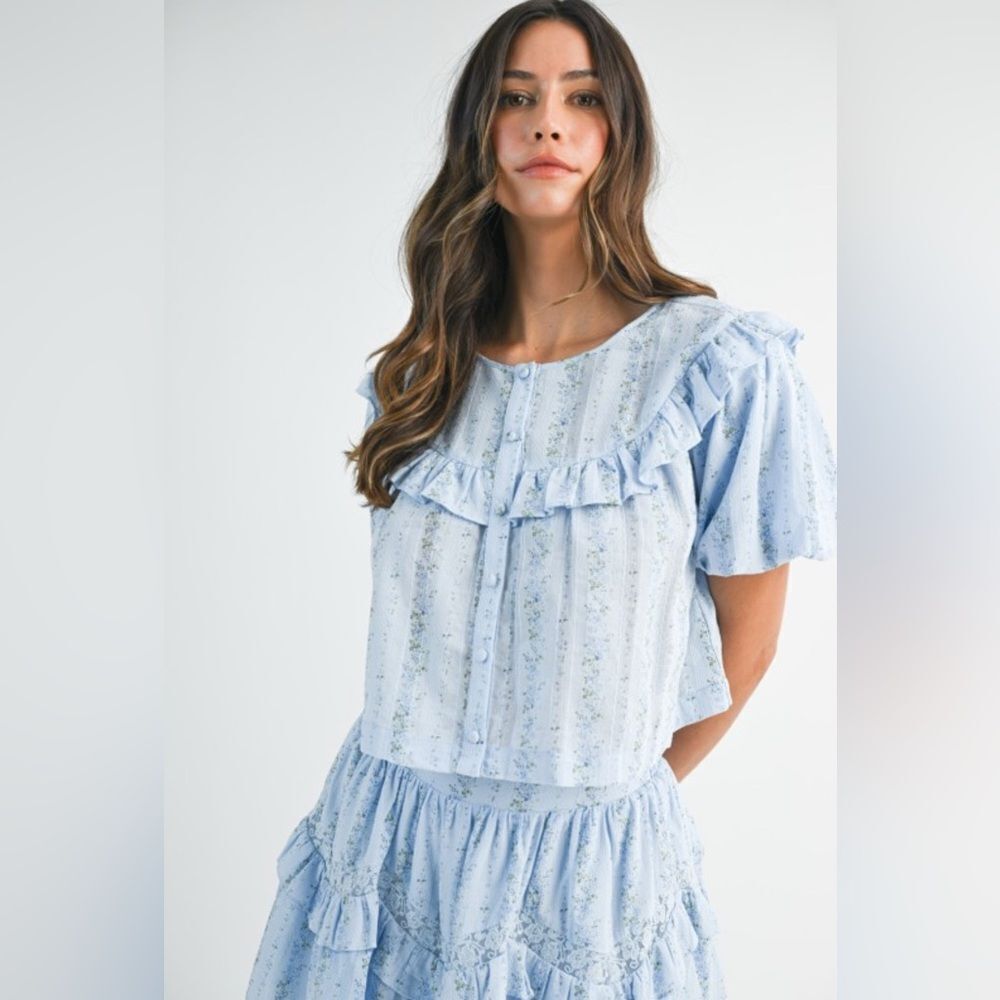 Light Blue Ruffled Two-Piece Set - Picture 10 of 16
